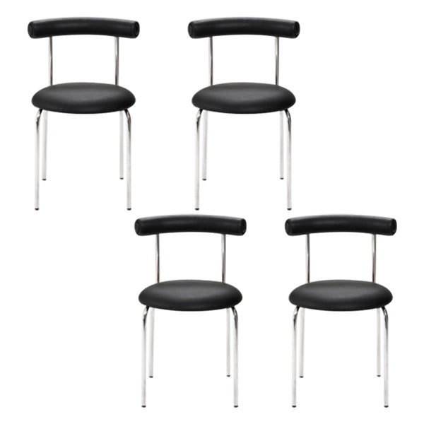 Contemporary PU Leather Side Chair Open Back Stackable Dining Side Chair