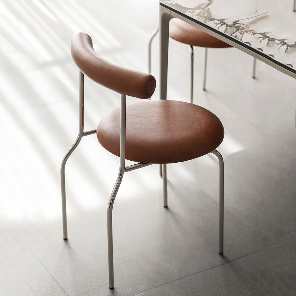 Contemporary PU Leather Side Chair Open Back Stackable Dining Side Chair