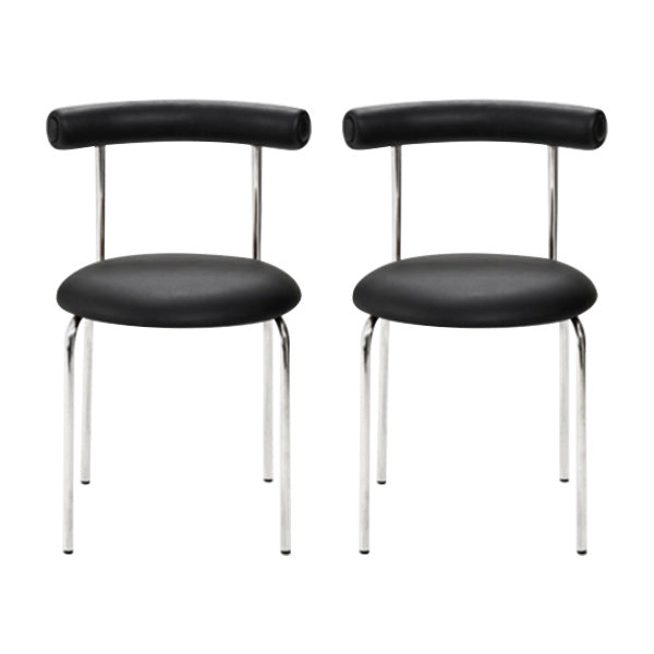 PU Leather Side Chair Modern Style Open Back Stackable Dining Side Chair