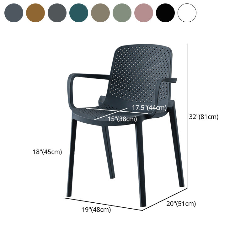 Plastic Modern Contemporary Kitchen Chair Arm Solid Back Dining Room Chair