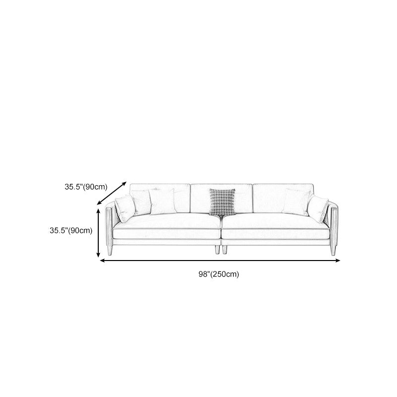 Greamy-White 35" High Contemporary Square Arm Standard Sofa with Loose Back