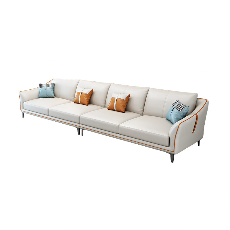 Transitional Modern Sofa with Bolster Pillows 35.43"High Tuxedo Arm Sofa, Ivory