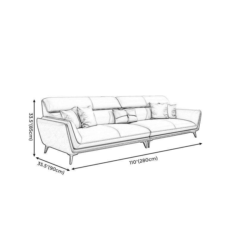 33.46" H Flared Arm Modern Sofa with Sewn Pillow Back Metal Legs Sofa