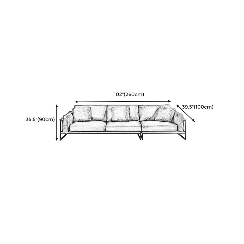 34" High Contemporary Square Arm Standard Sofa with Bolster Pillows, Brown