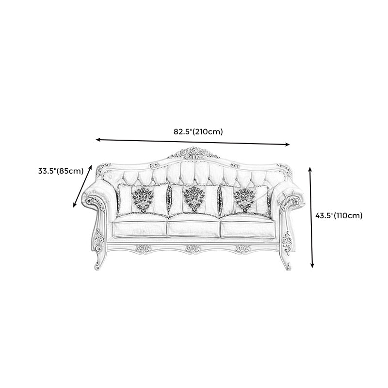 Ornate Traditional Tufted Split-Back Microfiber Sofa 43.31"High Flared Arm Sofa