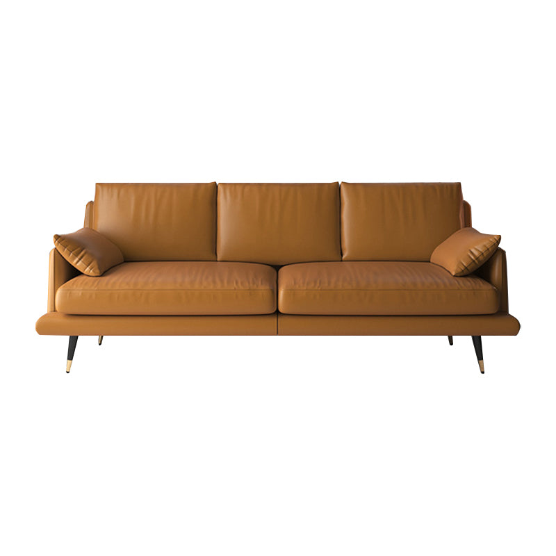 31.50" H Square Arm Modern Sofa with Cushions Dark Brown Standard Sofa