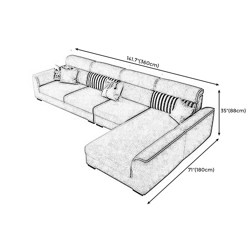 Flared Arms Slipcovered Sectionals with Sewn Pillow Back for Living Room and Apartment