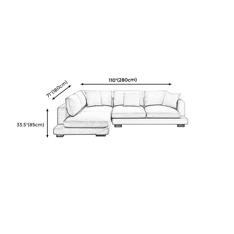 Square Arm  Sectional for Living Room with Pillowed Back Cushions