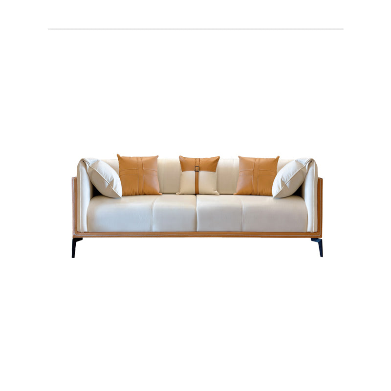 Contemporary Stain-Resistant Faux Leather Sofa/Sectional with Pillowed Back Cushions