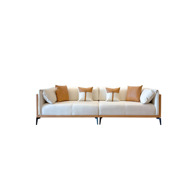 Contemporary Stain-Resistant Faux Leather Sofa/Sectional with Pillowed Back Cushions