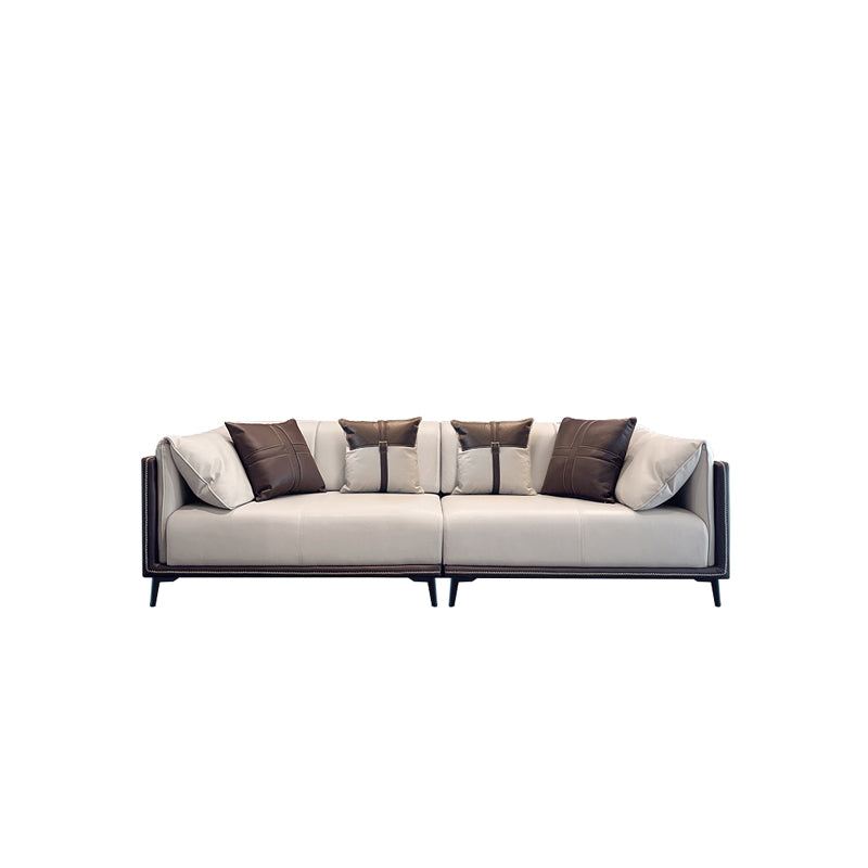 Contemporary Stain-Resistant Faux Leather Sofa/Sectional with Pillowed Back Cushions