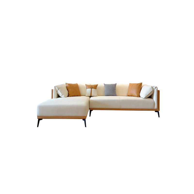 Contemporary Stain-Resistant Faux Leather Sofa/Sectional with Pillowed Back Cushions