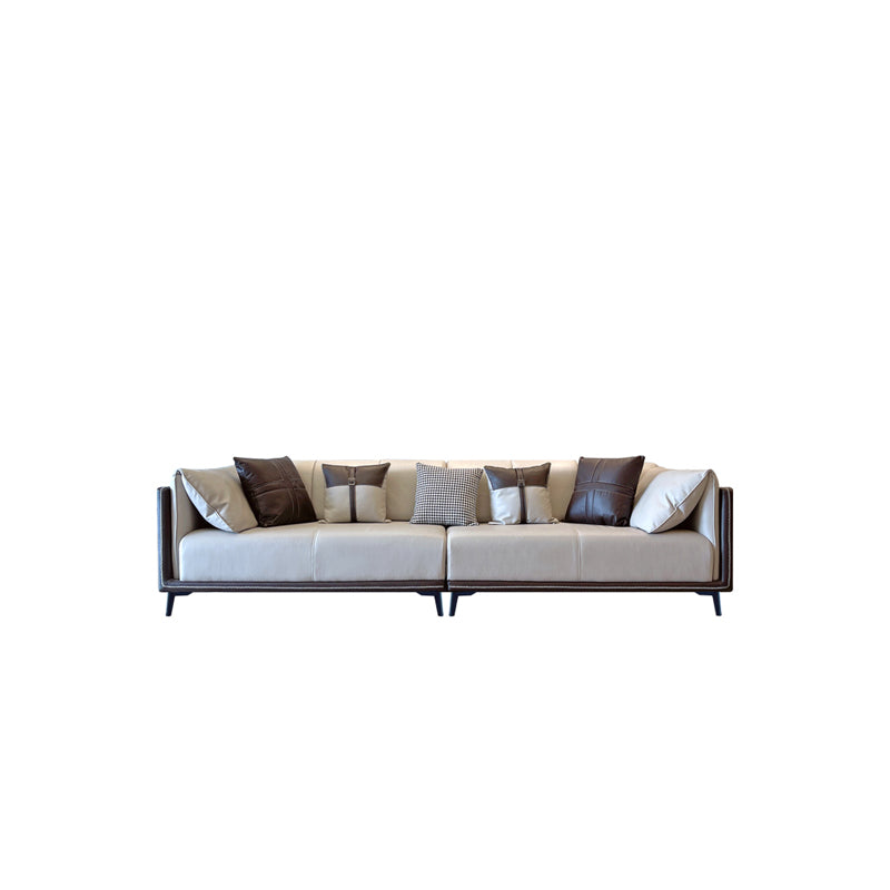 Contemporary Stain-Resistant Faux Leather Sofa/Sectional with Pillowed Back Cushions