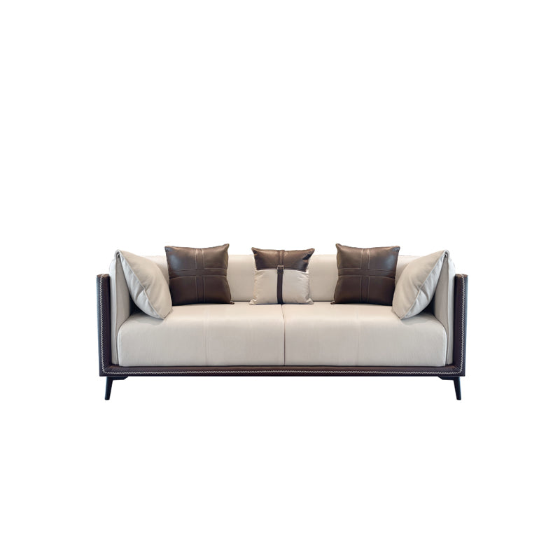 Contemporary Stain-Resistant Faux Leather Sofa/Sectional with Pillowed Back Cushions