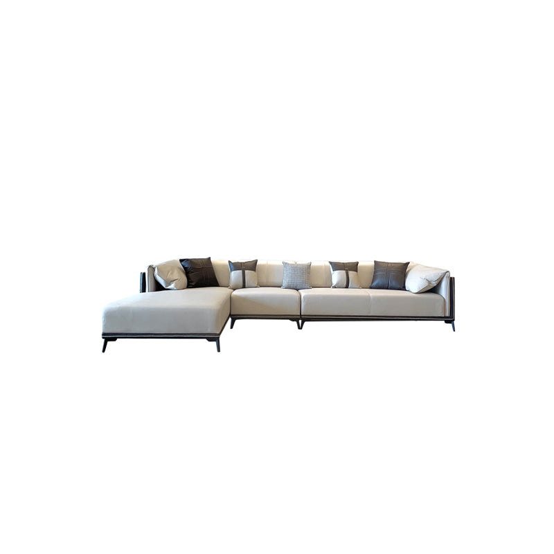 Contemporary Stain-Resistant Faux Leather Sofa/Sectional with Pillowed Back Cushions