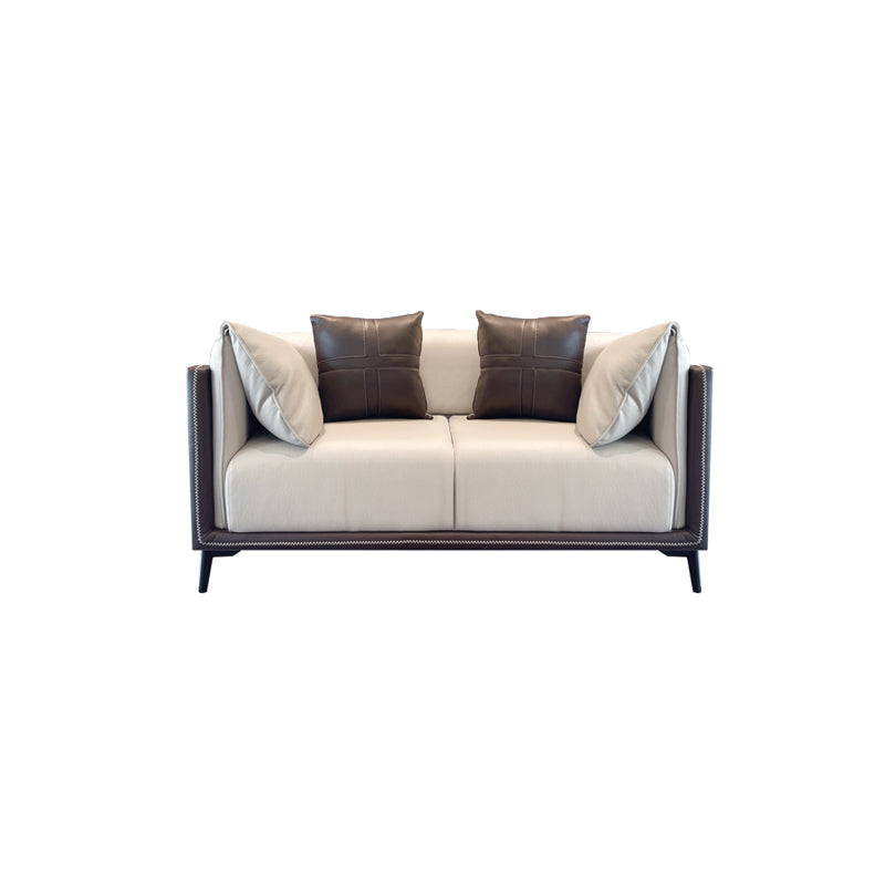 Contemporary Stain-Resistant Faux Leather Sofa/Sectional with Pillowed Back Cushions