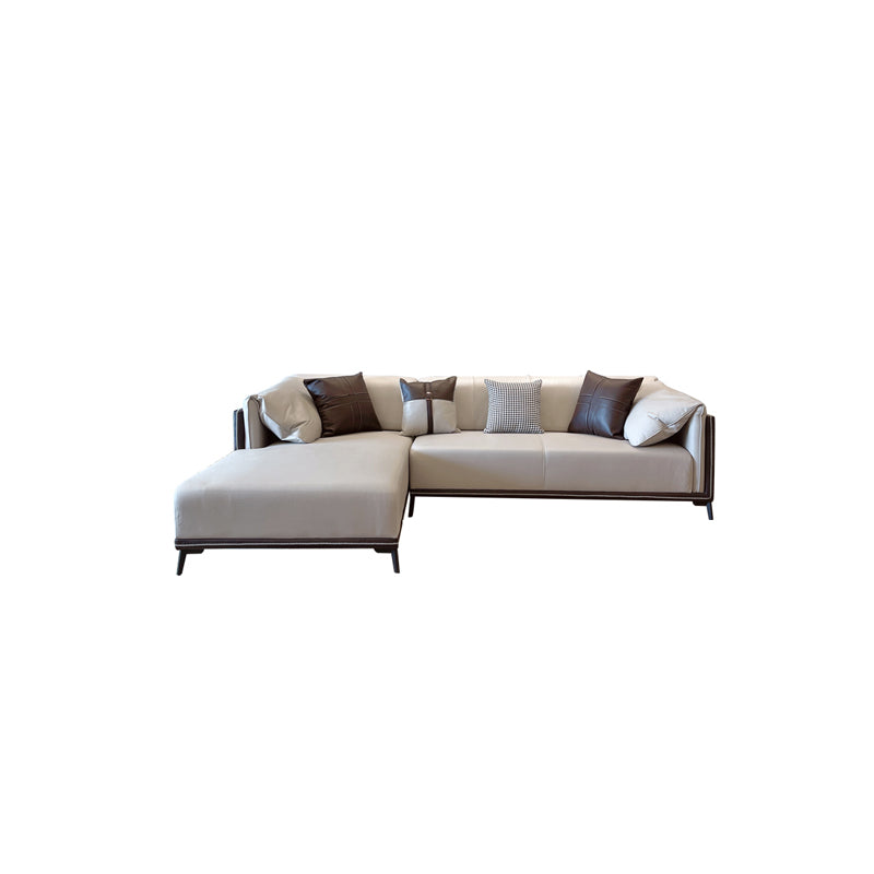 Contemporary Stain-Resistant Faux Leather Sofa/Sectional with Pillowed Back Cushions