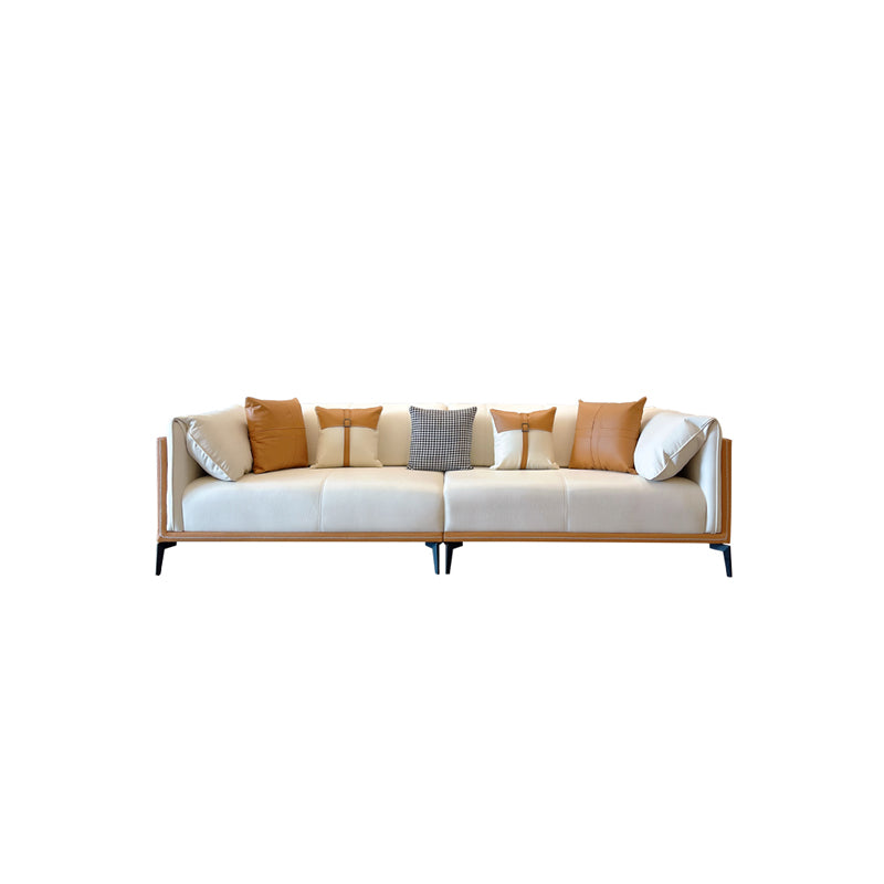 Contemporary Stain-Resistant Faux Leather Sofa/Sectional with Pillowed Back Cushions