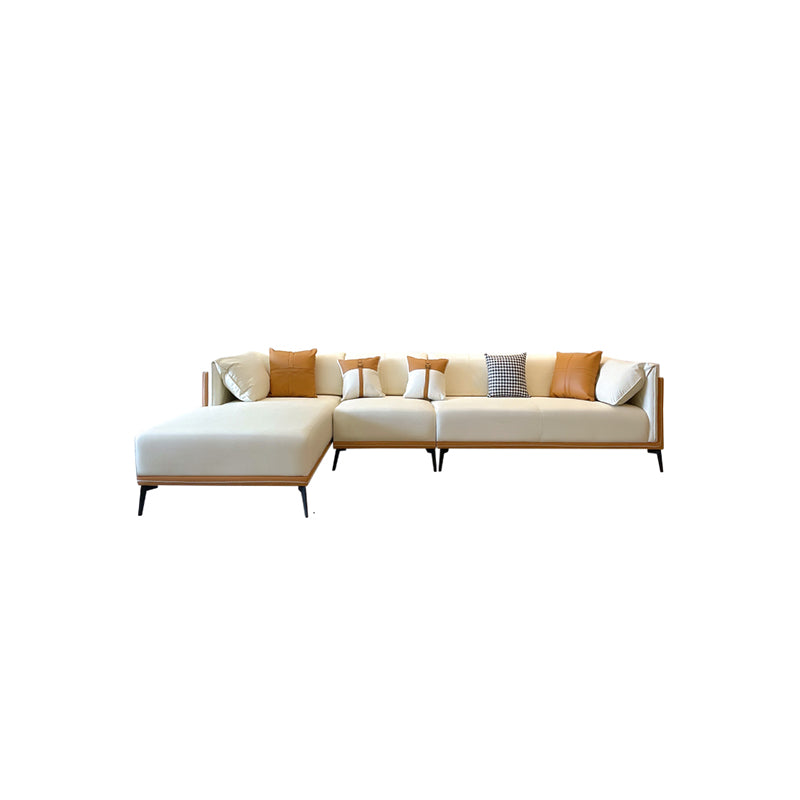 Contemporary Stain-Resistant Faux Leather Sofa/Sectional with Pillowed Back Cushions