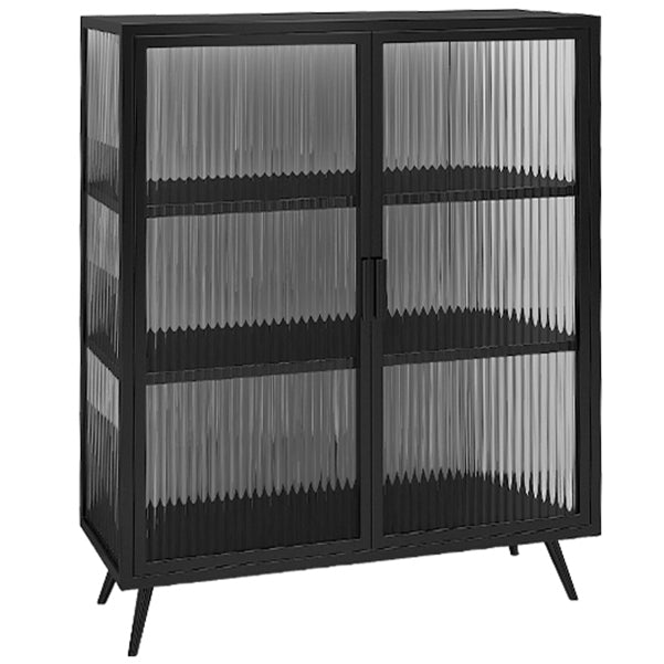 Glass Door Iron Sideboard Modern Server Cabinet with Storage for Kitchen Dining Room