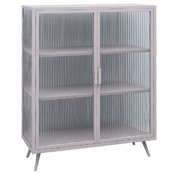 Glass Door Iron Sideboard Modern Server Cabinet with Storage for Kitchen Dining Room