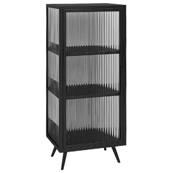 Glass Door Iron Sideboard Modern Server Cabinet with Storage for Kitchen Dining Room