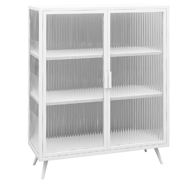 Glass Door Iron Sideboard Modern Server Cabinet with Storage for Kitchen Dining Room