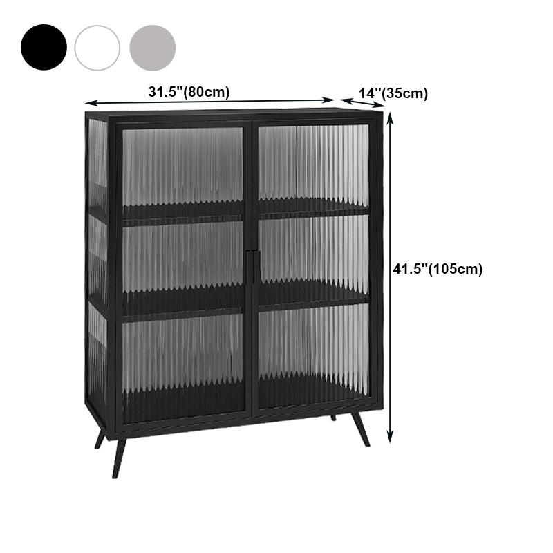 Glass Door Iron Sideboard Modern Server Cabinet with Storage for Kitchen Dining Room