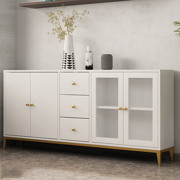 Pine Wood Kitchen Sideboard Cabinet Modern Credenza with Drawer and Storage