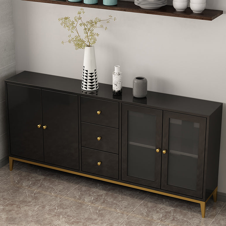 Pine Wood Kitchen Sideboard Cabinet Modern Credenza with Drawer and Storage