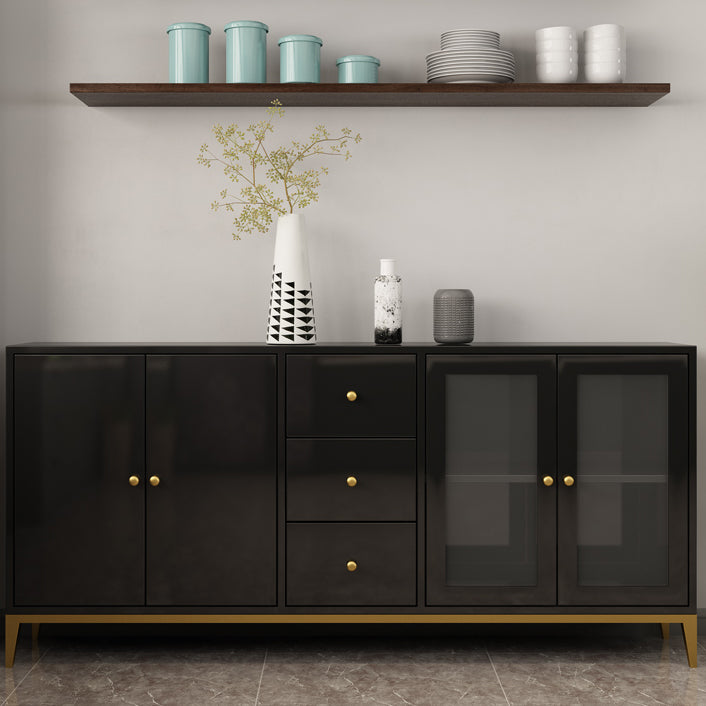 Pine Wood Kitchen Sideboard Cabinet Modern Credenza with Drawer and Storage