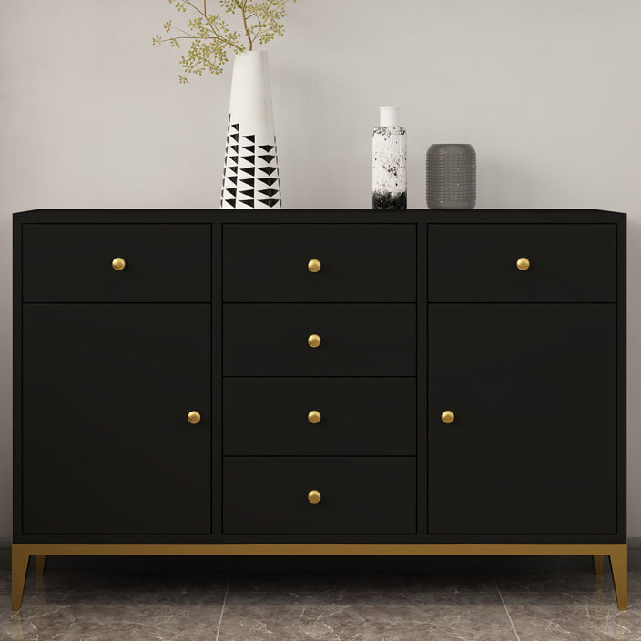 Pine Wood Kitchen Sideboard Cabinet Modern Credenza with Drawer and Storage