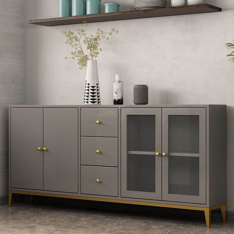 Pine Wood Kitchen Sideboard Cabinet Modern Credenza with Drawer and Storage