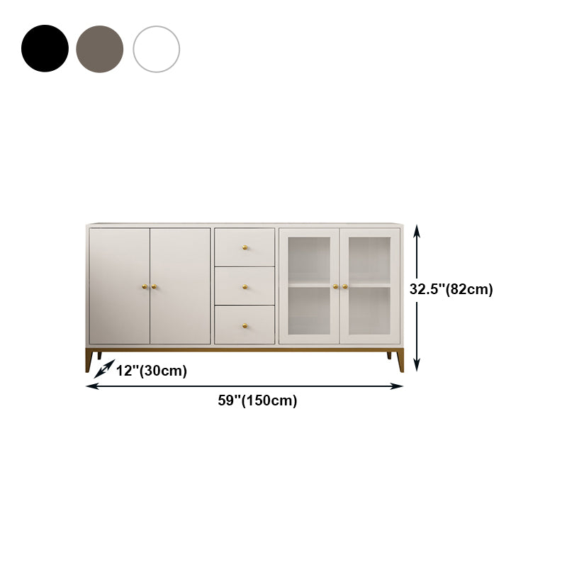 Pine Wood Kitchen Sideboard Cabinet Modern Credenza with Drawer and Storage