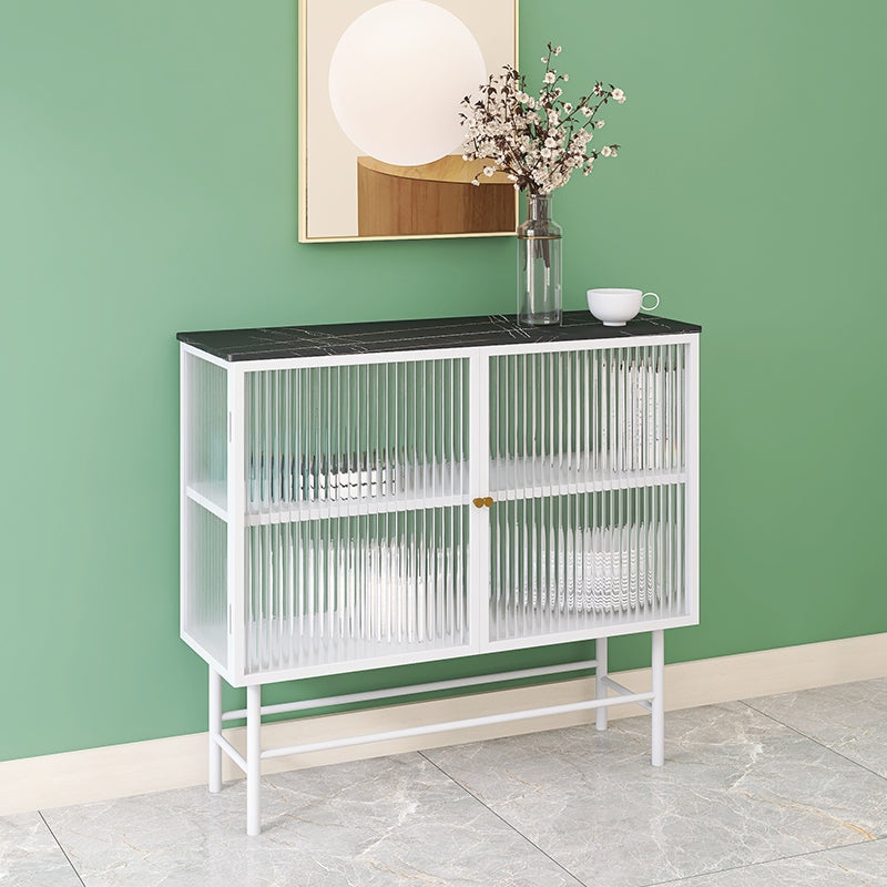 Iron Kitchen Sideboard Cabinet Modern Server Cabinet with Storage and Glass Door