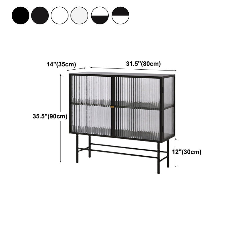 Iron Kitchen Sideboard Cabinet Modern Server Cabinet with Storage and Glass Door