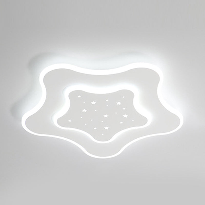 Nordic Star Ceiling Lighting Metal LED Bedroom Ceiling Flush Mount in White