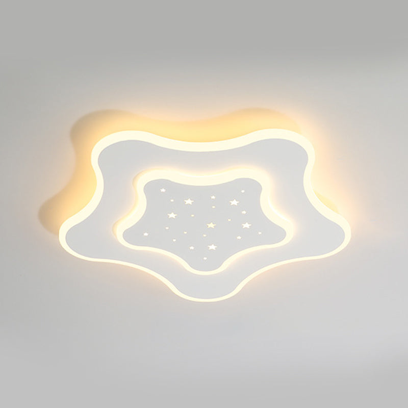 Nordic Star Ceiling Lighting Metal LED Bedroom Ceiling Flush Mount in White