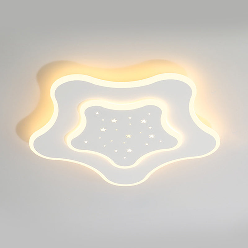 Nordic Star Ceiling Lighting Metal LED Bedroom Ceiling Flush Mount in White