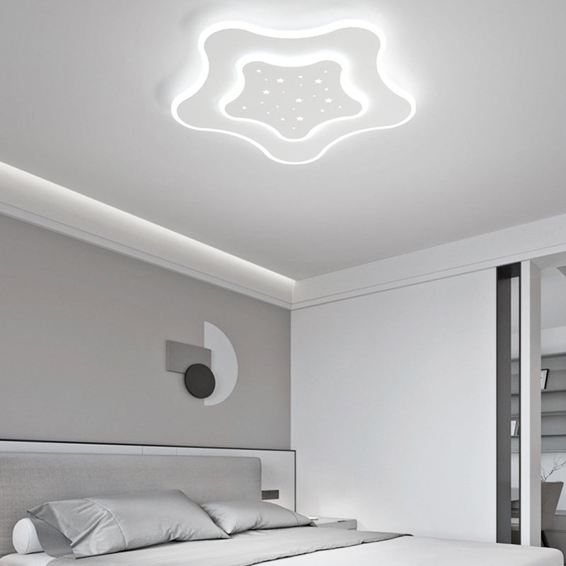 Nordic Star Ceiling Lighting Metal LED Bedroom Ceiling Flush Mount in White