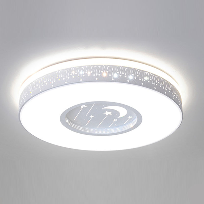 Round Shape LED Ceiling Lamp Kids Style Iron 2 Lights Flush Mount for Study