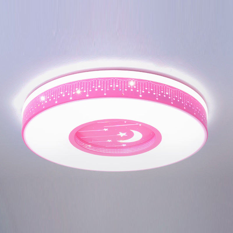 Round Shape LED Ceiling Lamp Kids Style Iron 2 Lights Flush Mount for Study