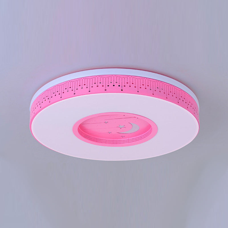 Round Shape LED Ceiling Lamp Kids Style Iron 2 Lights Flush Mount for Study