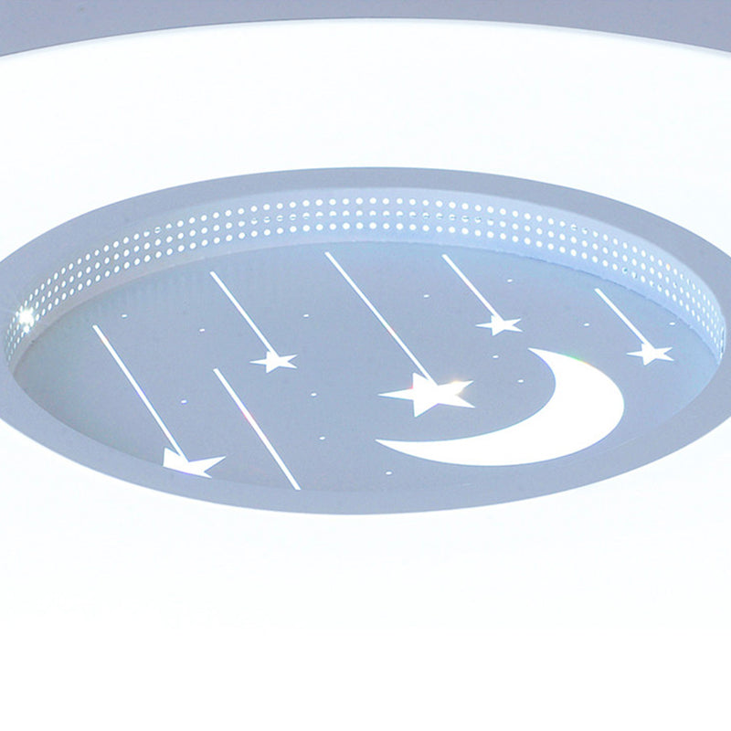 Round Shape LED Ceiling Lamp Kids Style Iron 2 Lights Flush Mount for Study