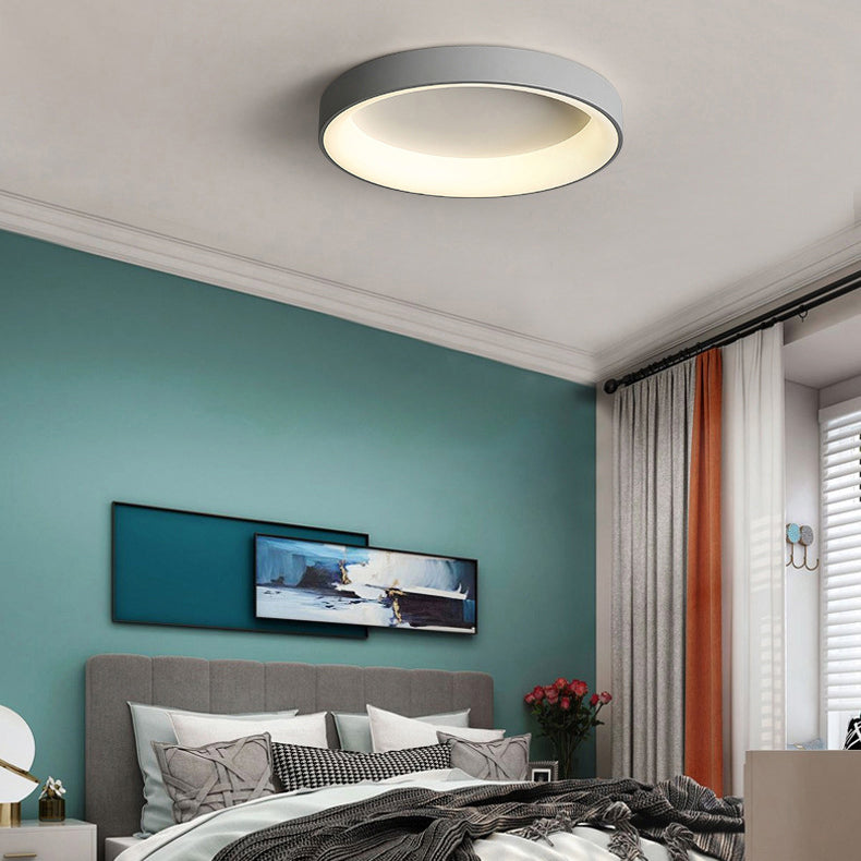 Circular Flush Mount Fixture Minimalist-Style LED Metal Ceiling Mounted Light