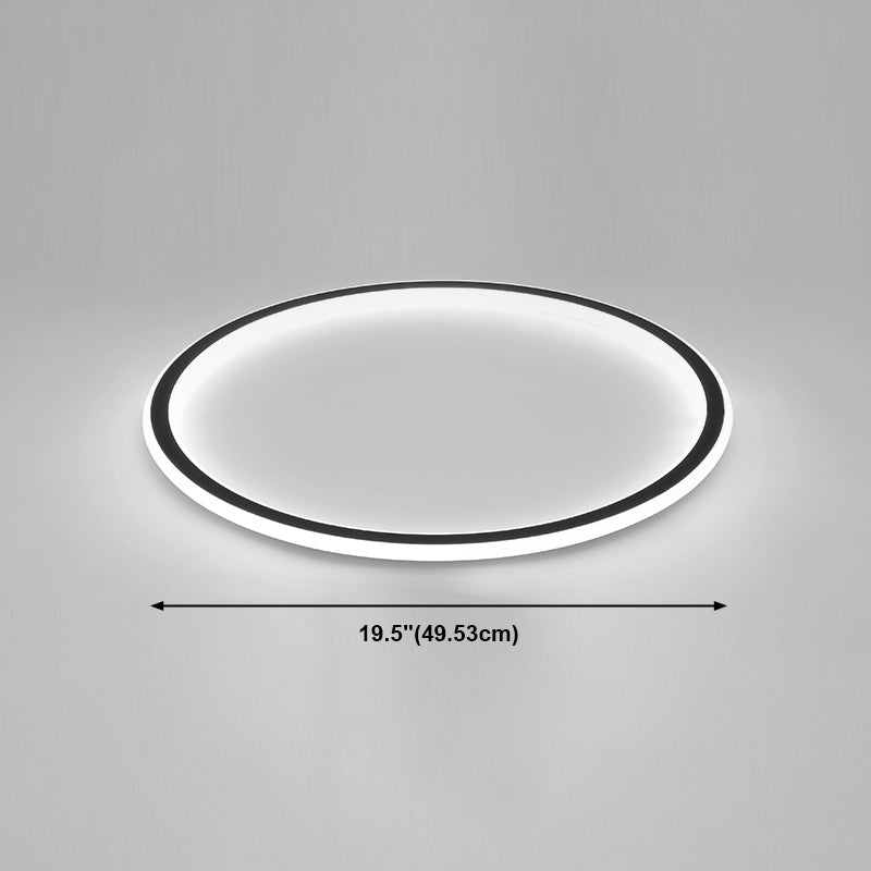 Metal Circle Flush Mount Fixture Simple Style LED Black Flush Mount Fixture