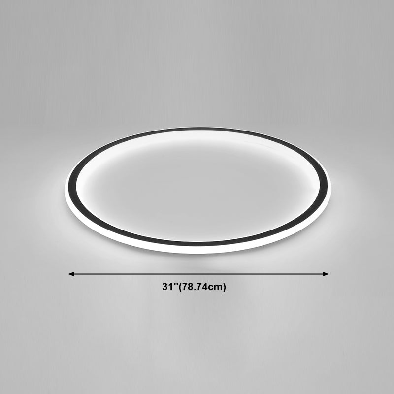 Metal Circle Flush Mount Fixture Simple Style LED Black Flush Mount Fixture