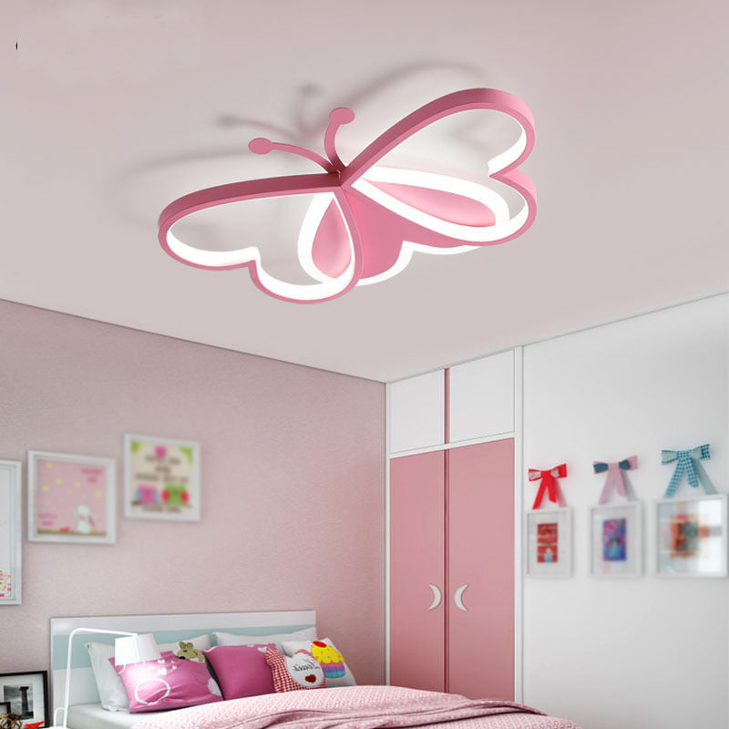 Contemporary Butterfly Flush Light Metal 3 Light Flush Mount Ceiling Fixture