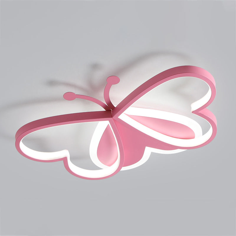 Contemporary Butterfly Flush Light Metal 3 Light Flush Mount Ceiling Fixture