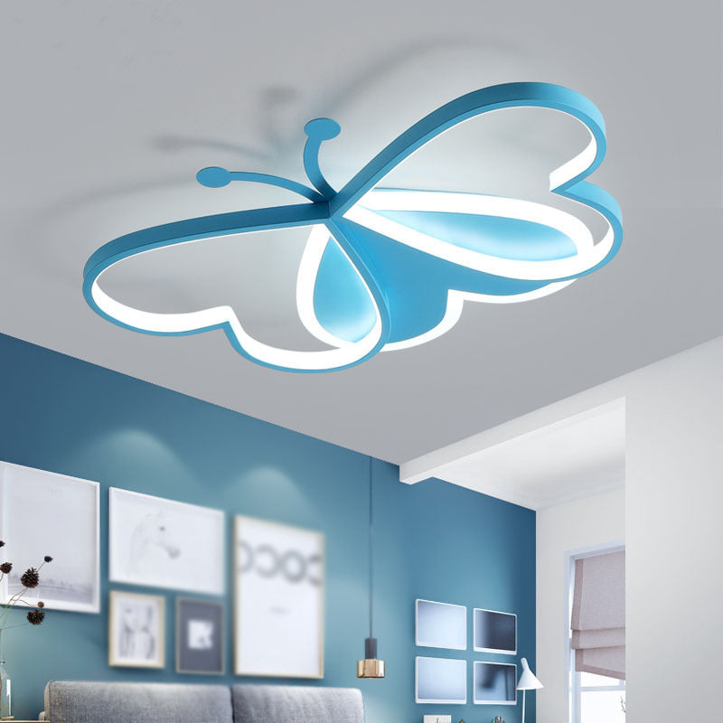 Contemporary Butterfly Flush Light Metal 3 Light Flush Mount Ceiling Fixture